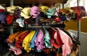 Yellow and green leathers displayed at METAFORA wholesale